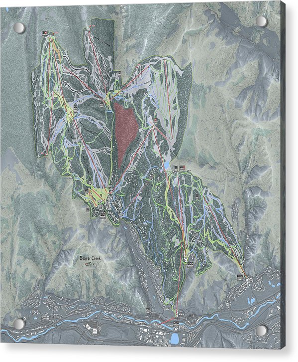 Beaver Creek Ski Trail Map - Acrylic Print - Powderaddicts