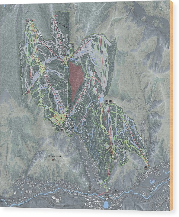 Beaver Creek Ski Trail Map - Wood Print - Powderaddicts