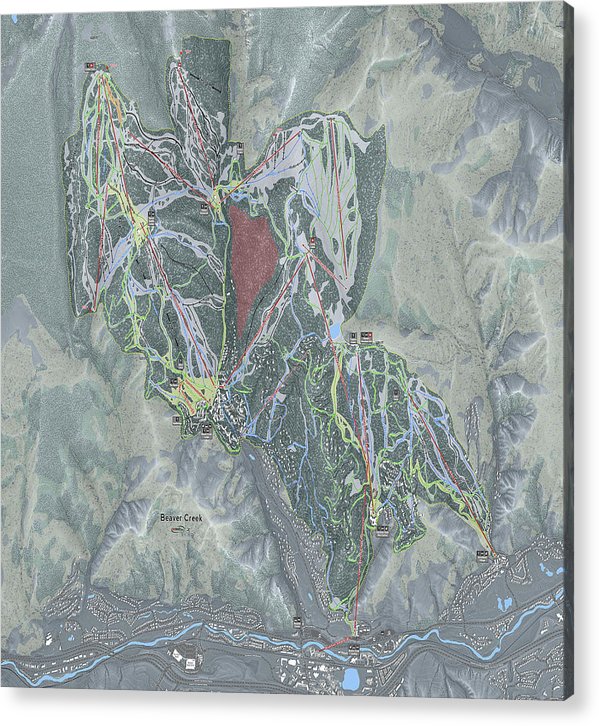 Beaver Creek Ski Trail Map - Acrylic Print - Powderaddicts
