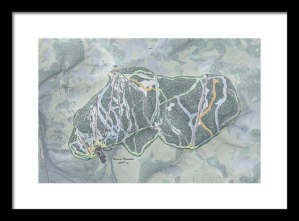 Beaver Mountain Ski Trail Map - Framed Print - Powderaddicts