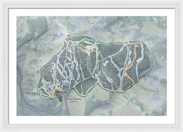 Beaver Mountain Ski Trail Map - Framed Print - Powderaddicts