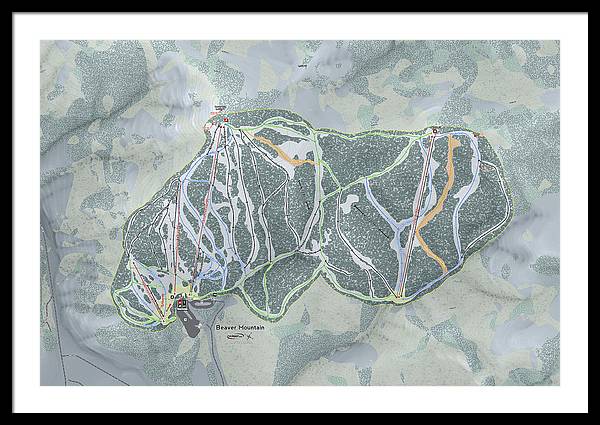 Beaver Mountain Ski Trail Map - Framed Print - Powderaddicts