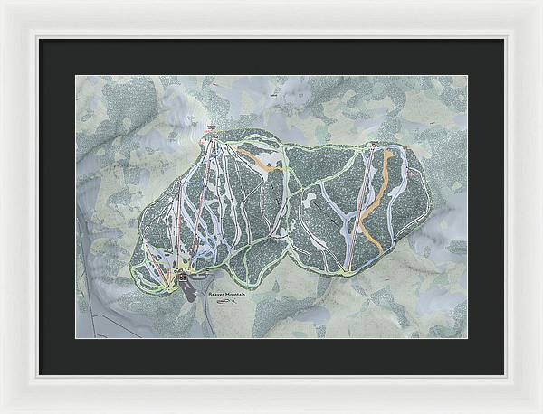 Beaver Mountain Ski Trail Map - Framed Print - Powderaddicts