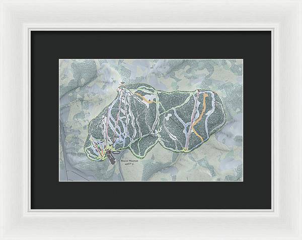 Beaver Mountain Ski Trail Map - Framed Print - Powderaddicts