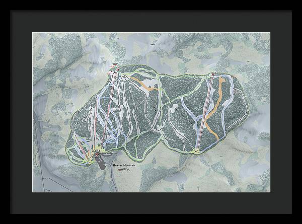 Beaver Mountain Ski Trail Map - Framed Print - Powderaddicts