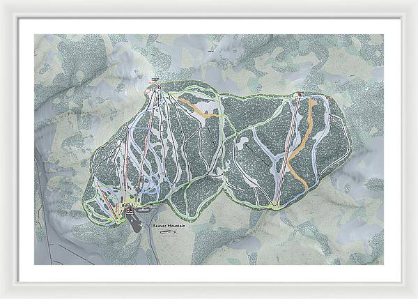 Beaver Mountain Ski Trail Map - Framed Print - Powderaddicts