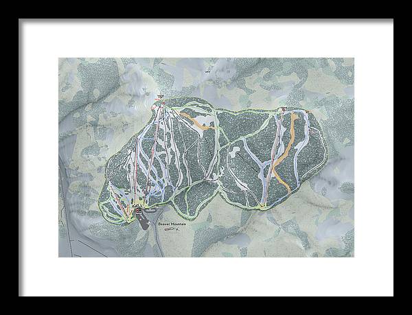 Beaver Mountain Ski Trail Map - Framed Print - Powderaddicts