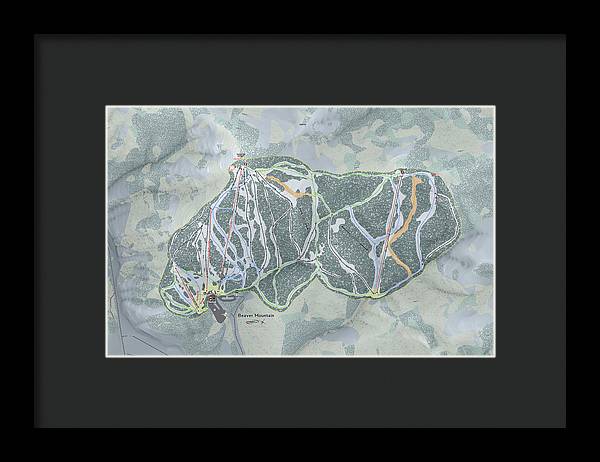 Beaver Mountain Ski Trail Map - Framed Print - Powderaddicts