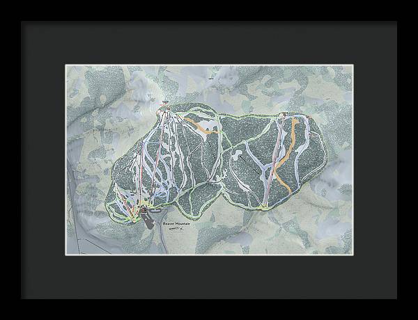 Beaver Mountain Ski Trail Map - Framed Print - Powderaddicts