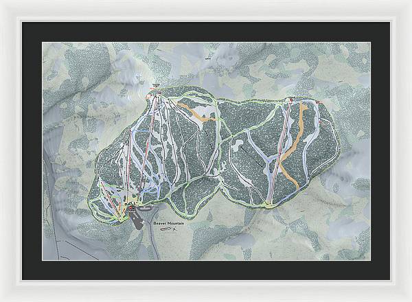 Beaver Mountain Ski Trail Map - Framed Print - Powderaddicts