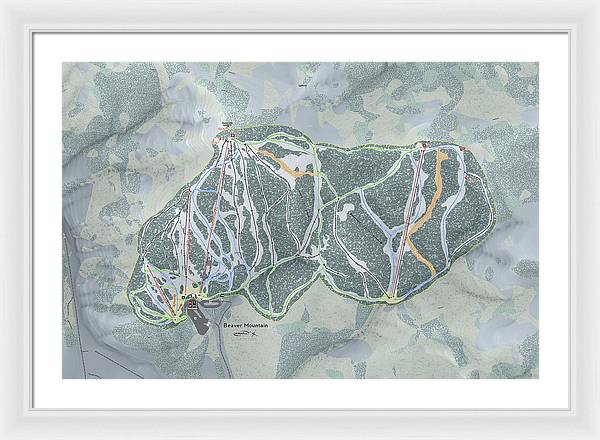 Beaver Mountain Ski Trail Map - Framed Print - Powderaddicts