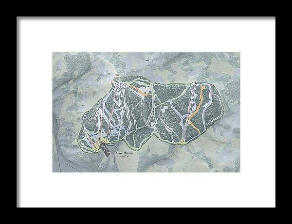 Beaver Mountain Ski Trail Map - Framed Print - Powderaddicts