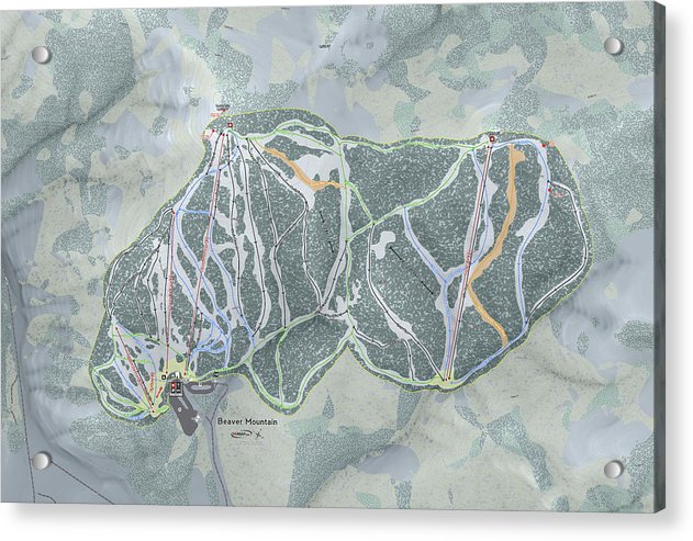 Beaver Mountain Ski Trail Map - Acrylic Print - Powderaddicts