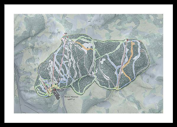 Beaver Mountain Ski Trail Map - Framed Print - Powderaddicts