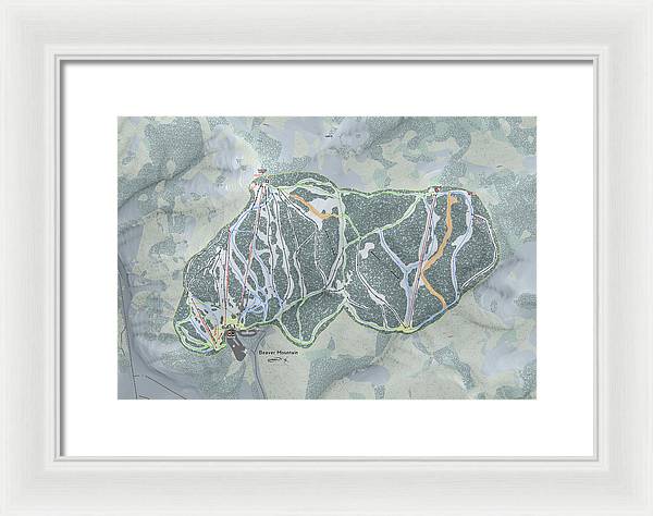 Beaver Mountain Ski Trail Map - Framed Print - Powderaddicts