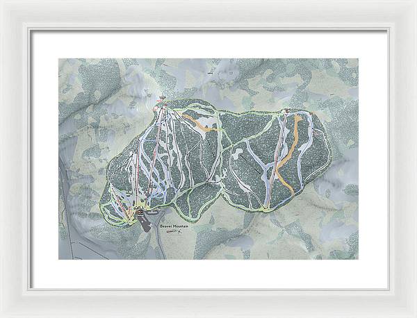 Beaver Mountain Ski Trail Map - Framed Print - Powderaddicts