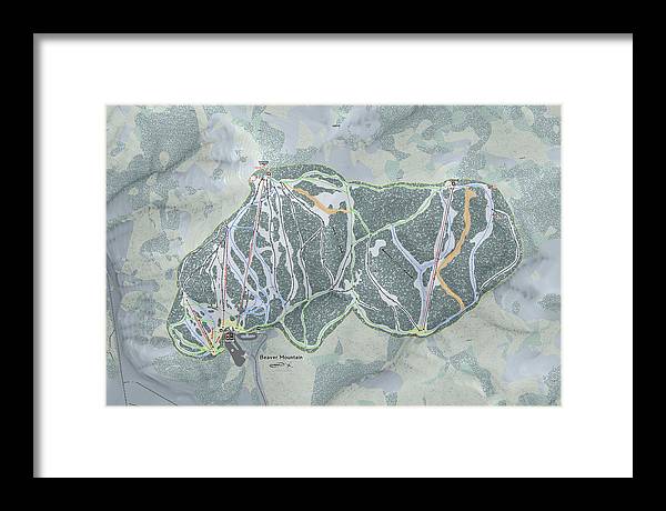 Beaver Mountain Ski Trail Map - Framed Print - Powderaddicts