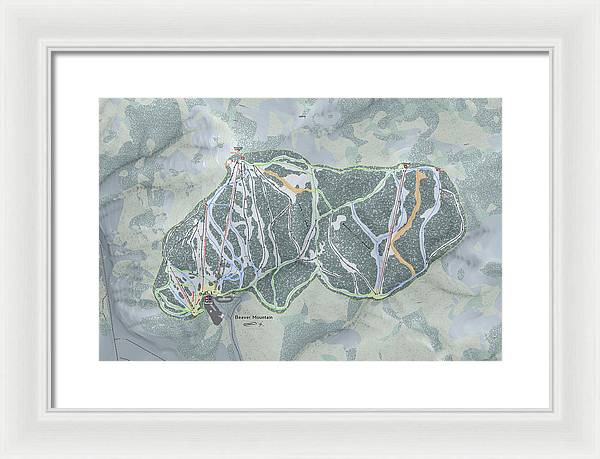 Beaver Mountain Ski Trail Map - Framed Print - Powderaddicts