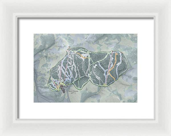 Beaver Mountain Ski Trail Map - Framed Print - Powderaddicts