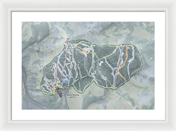 Beaver Mountain Ski Trail Map - Framed Print - Powderaddicts