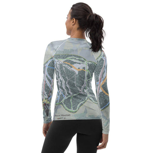 Beaver Mountain, Utah Ski Trail Map Women's Base Layer Top - Powderaddicts