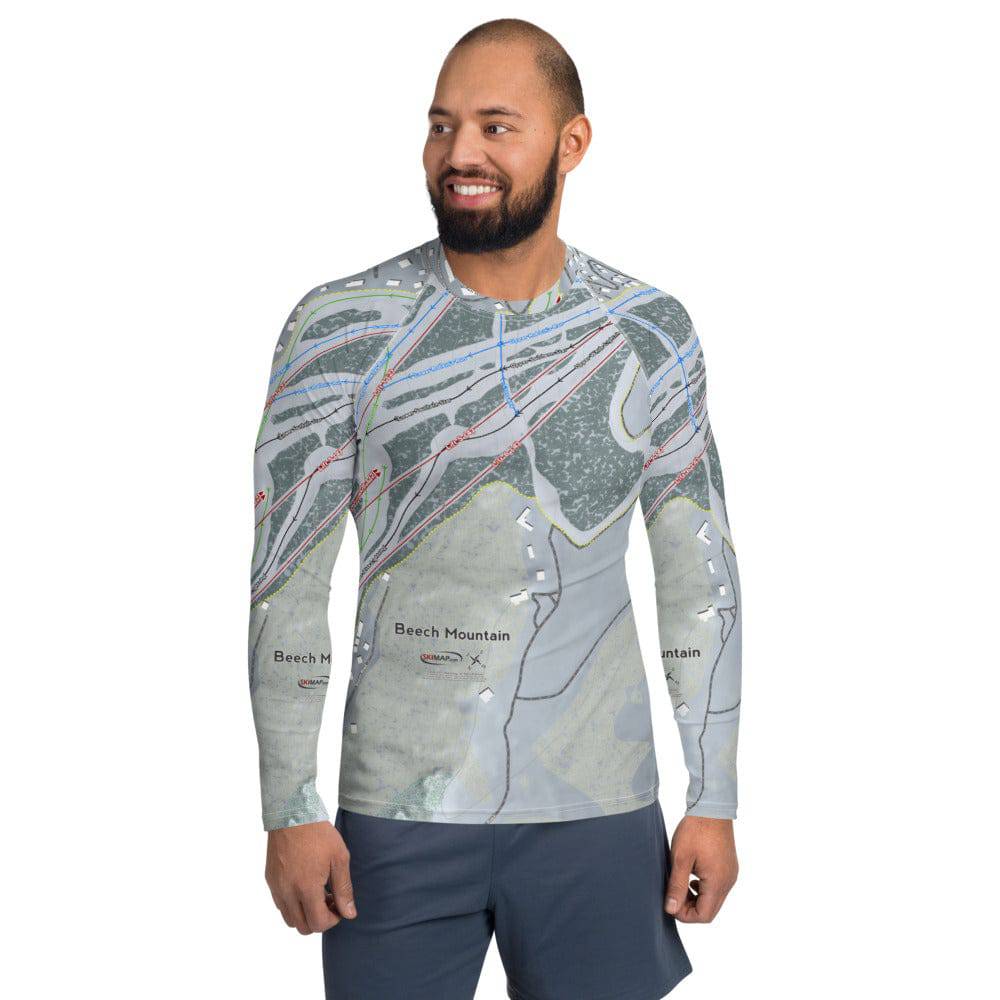 Beech Mountain, North Carolina Ski Trail Map Men's Base Layer Top - Powderaddicts