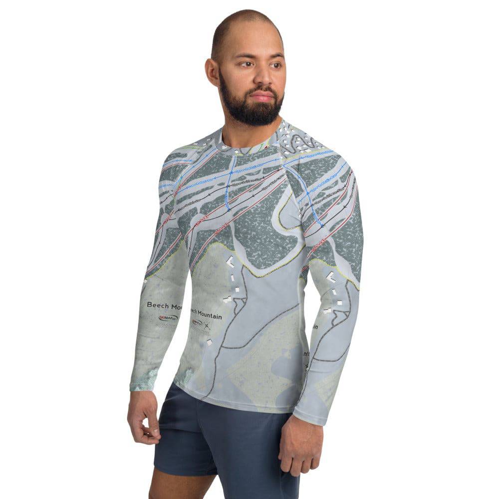 Beech Mountain, North Carolina Ski Trail Map Men's Base Layer Top - Powderaddicts