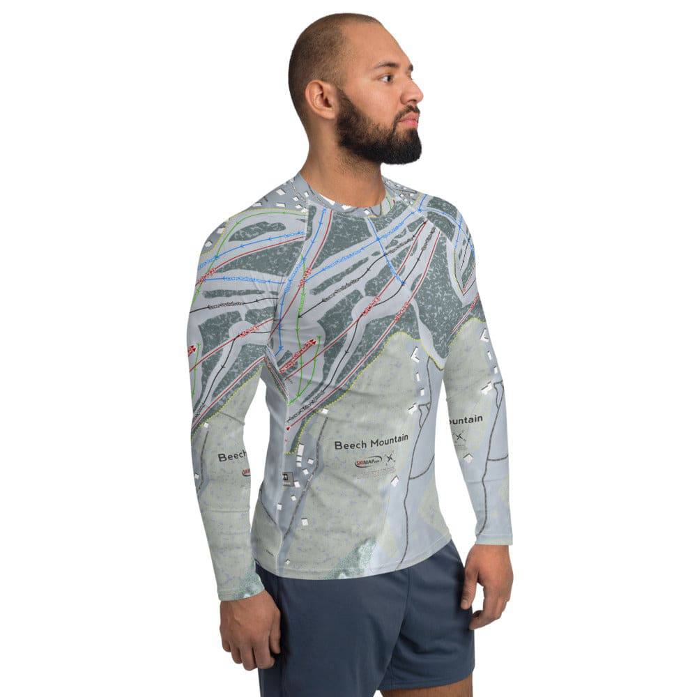 Beech Mountain, North Carolina Ski Trail Map Men's Base Layer Top - Powderaddicts