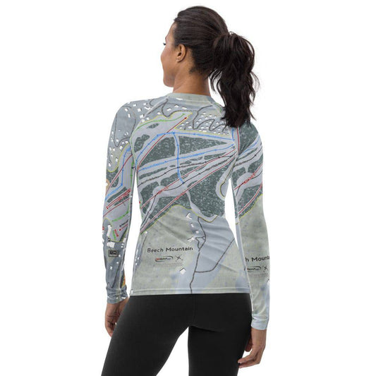 Beech Mountain, North Carolina Ski Trail Map  Women's Base Layer Top - Powderaddicts