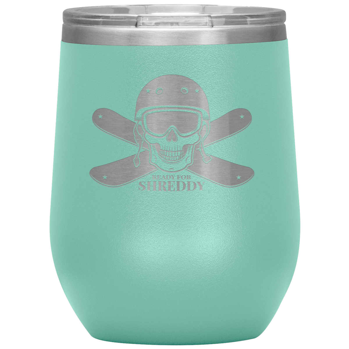 Ready For Shreddy Skeleton Skis Wine 12oz Tumbler - Powderaddicts
