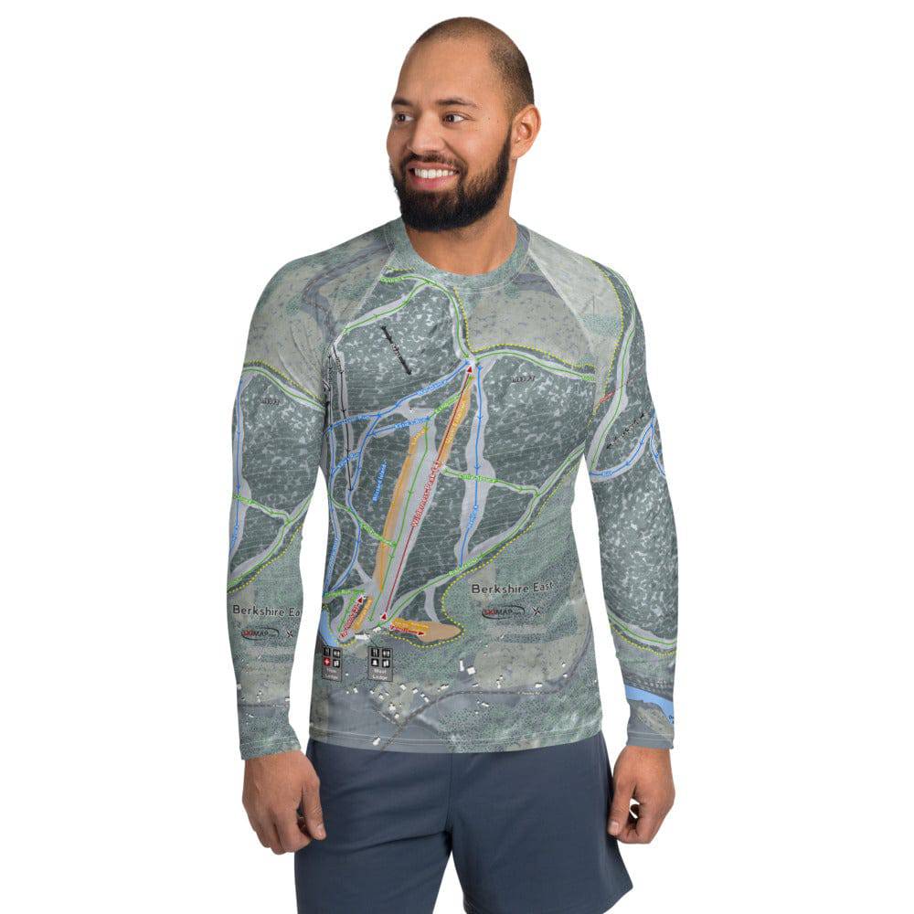 Berkshire East, Massachusetts Ski Trail Map Men's Base Layer Top - Powderaddicts