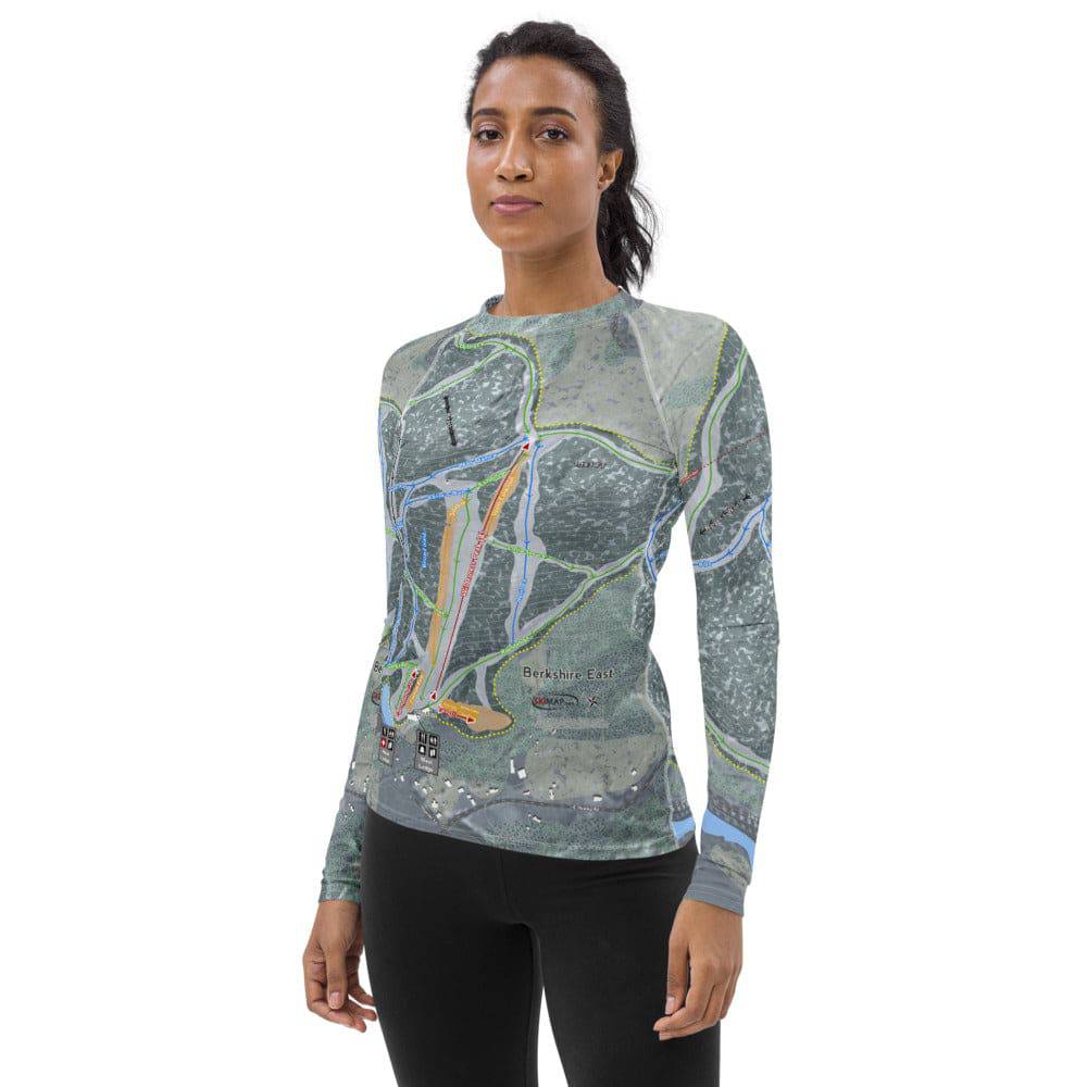 Berkshire East, Massachusetts Ski Trail Map Women's Base Layer Top - Powderaddicts