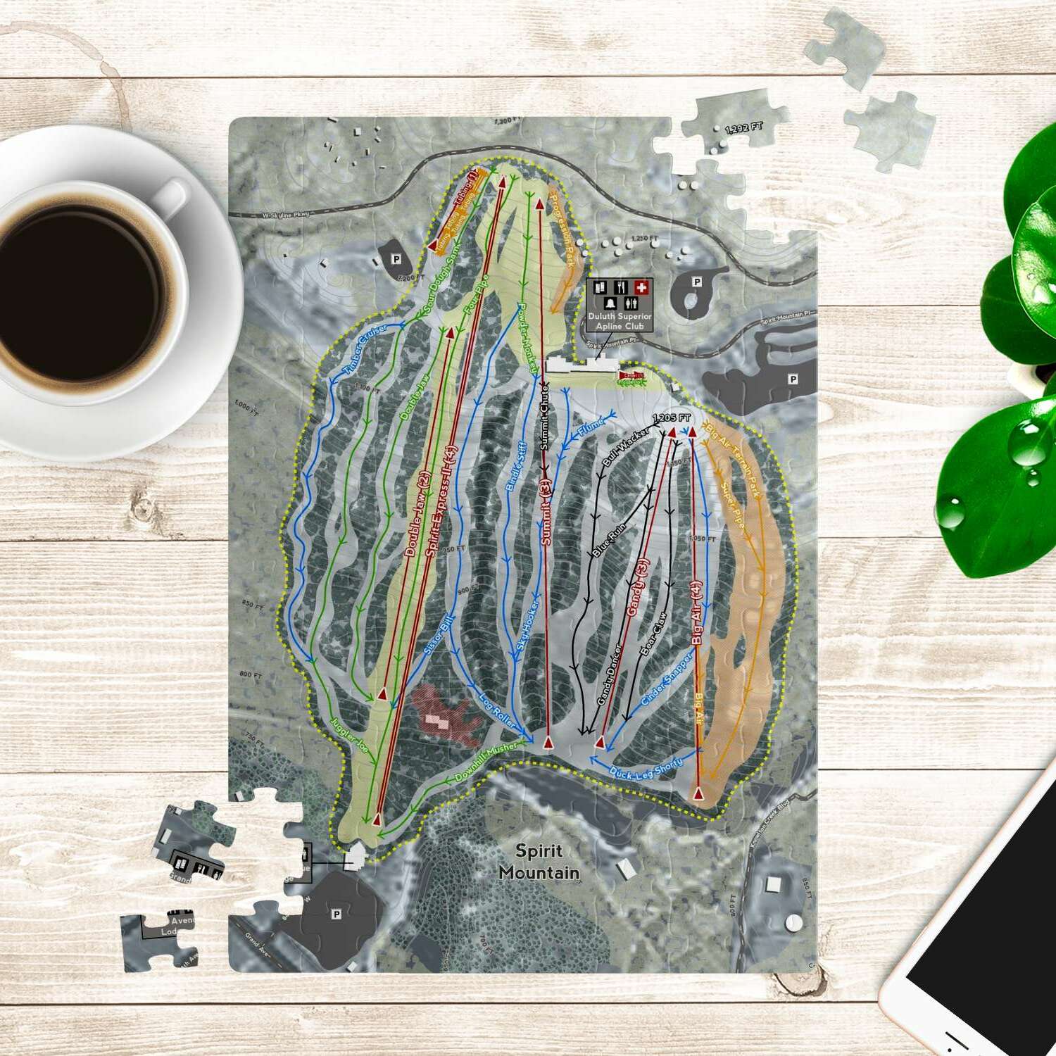 Spirit Mountain, Minnesota Ski Trail Map Puzzle - Powderaddicts