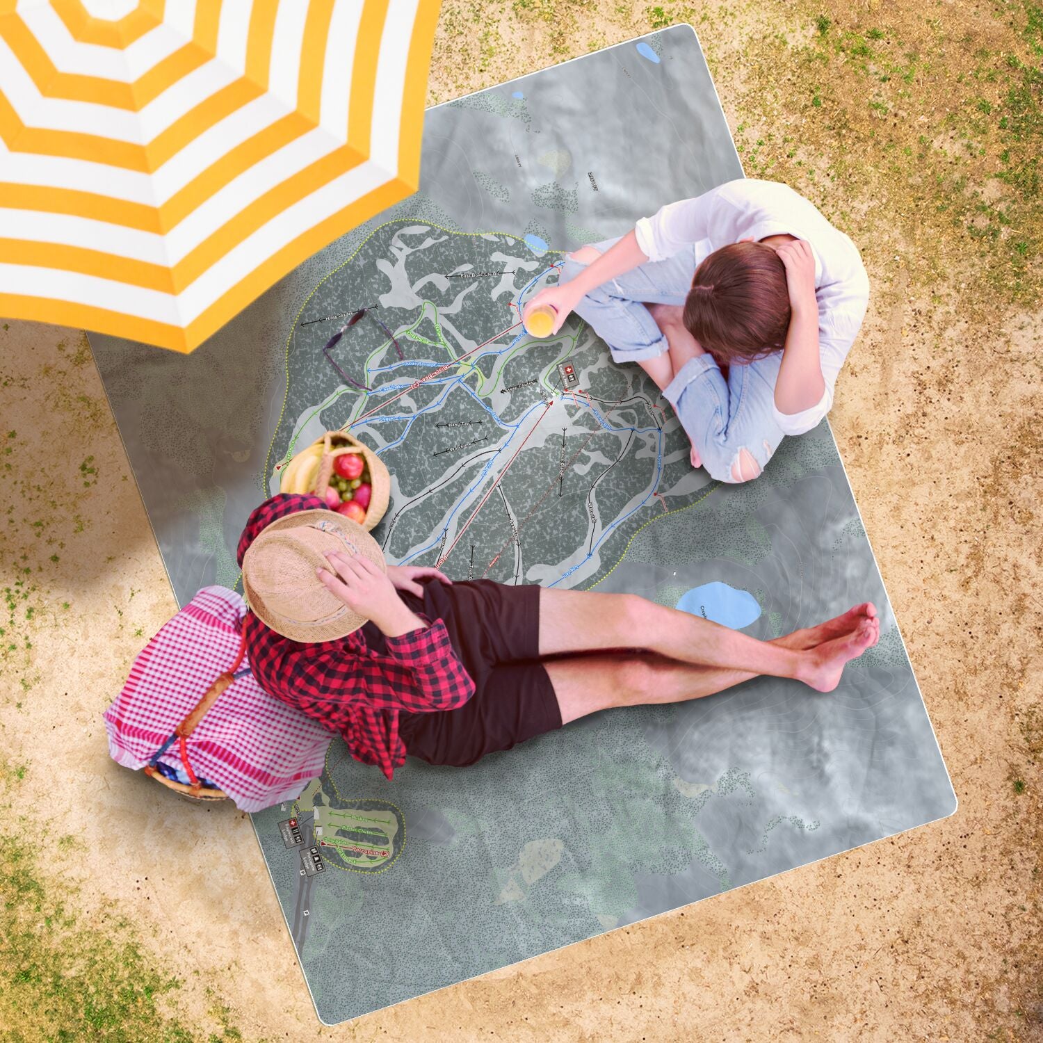 Eaglecrest, Alaska Ski Resort Map Printed Beach Towel - Powderaddicts