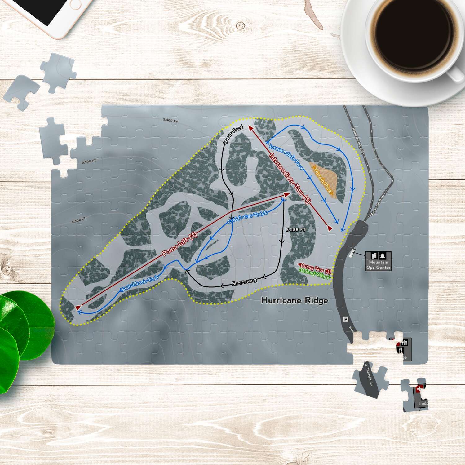 Hurricane Ridge Washington Ski Map Resort Puzzle - Powderaddicts