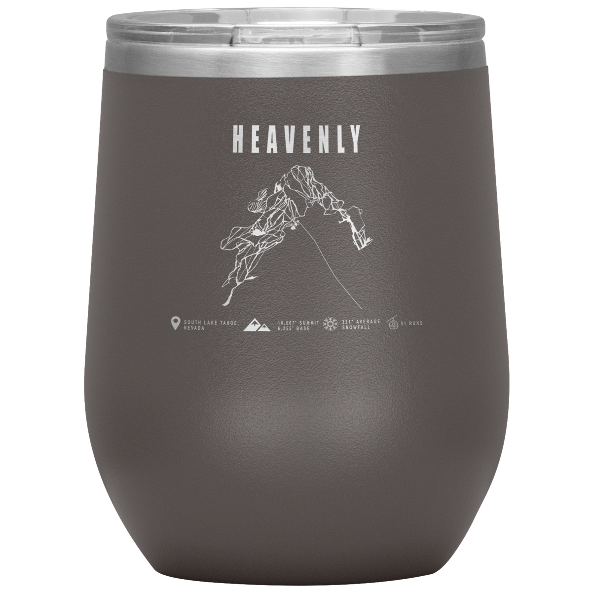 Heavenly, Nevada Ski Trail Map Wine 12oz Tumbler - Powderaddicts