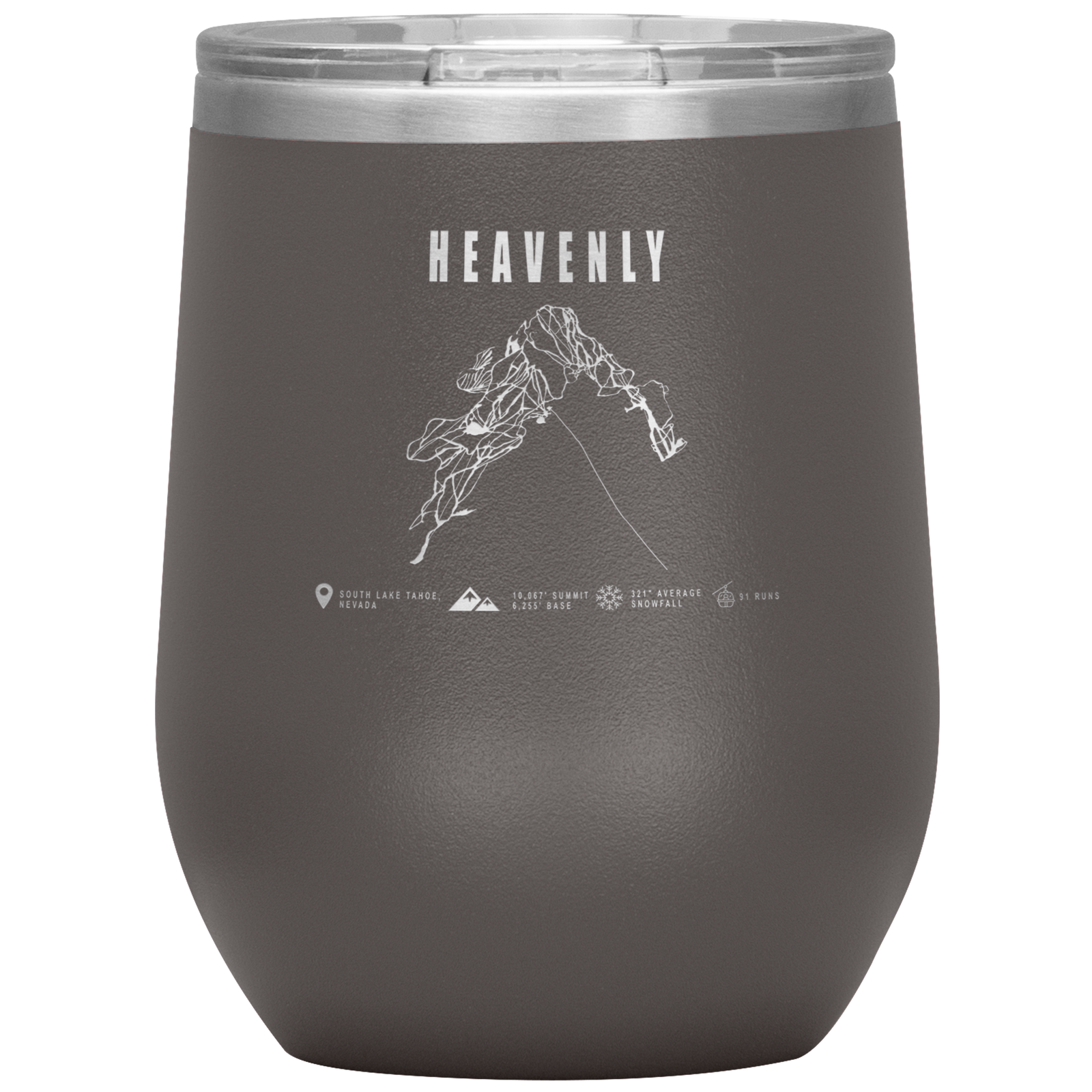 Heavenly, Nevada Ski Trail Map Wine 12oz Tumbler - Powderaddicts