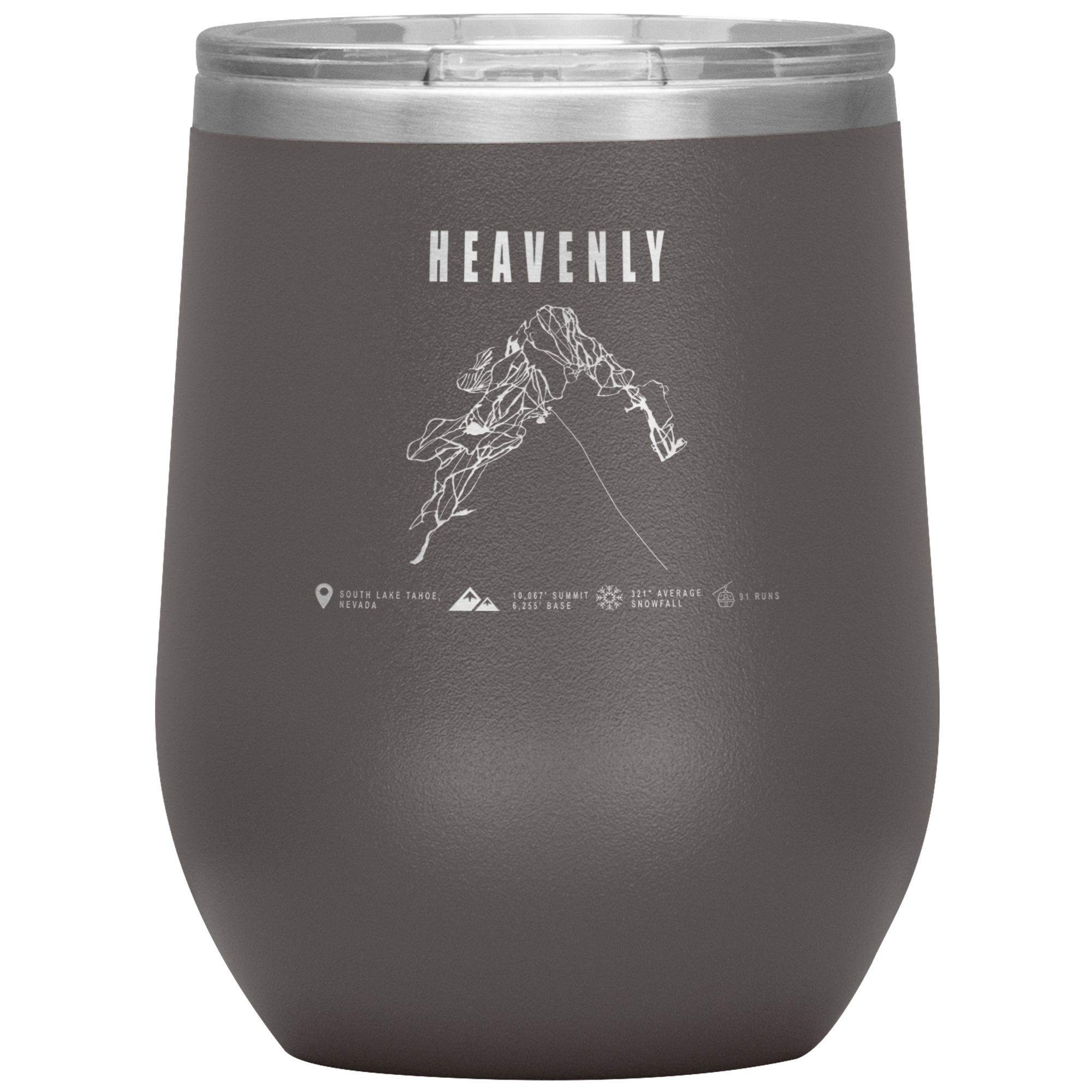 Heavenly, Nevada Ski Trail Map Wine 12oz Tumbler - Powderaddicts