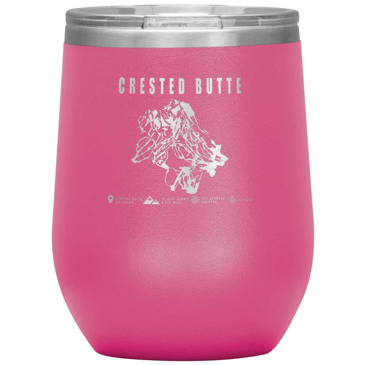 Crested Butte Colorado Ski Trail Map Wine 12oz Tumbler - Powderaddicts