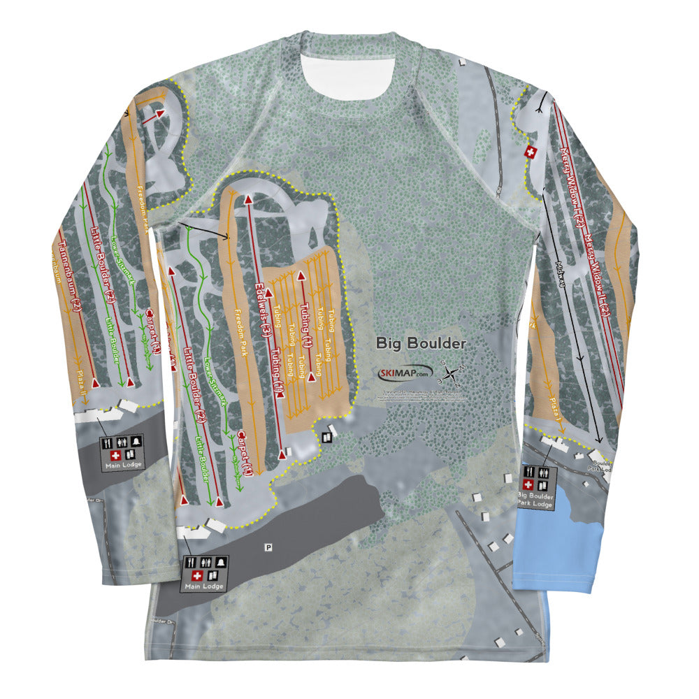 Big Boulder, Pennsylvania Ski Trail Map Women&#39;s Base Layer Top - Powderaddicts