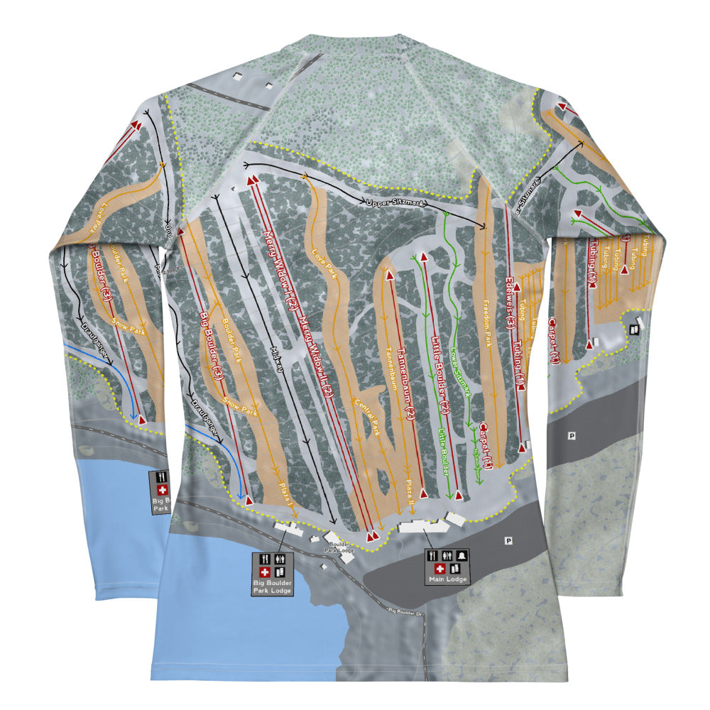 Big Boulder, Pennsylvania Ski Trail Map Women's Base Layer Top - Powderaddicts