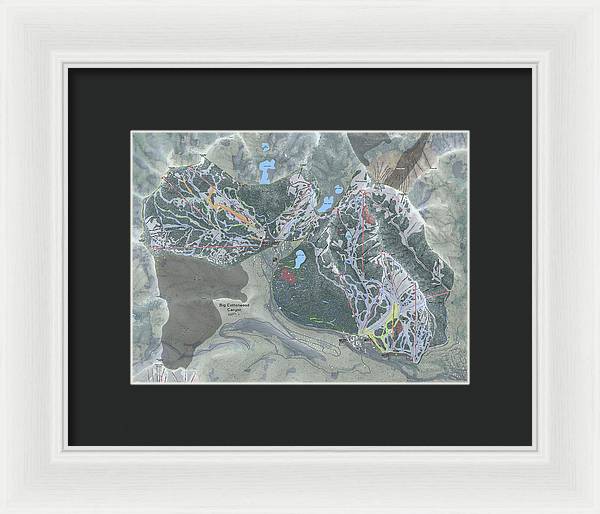 Big Cottonwood Canyon, Utah  Ski Trail Map  - Framed Print - Powderaddicts