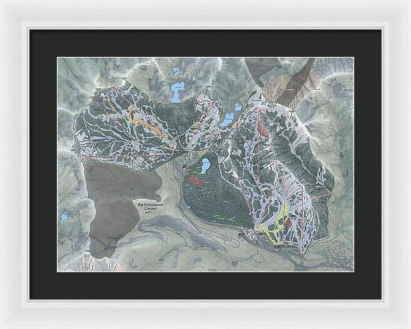 Big Cottonwood Canyon, Utah  Ski Trail Map  - Framed Print - Powderaddicts