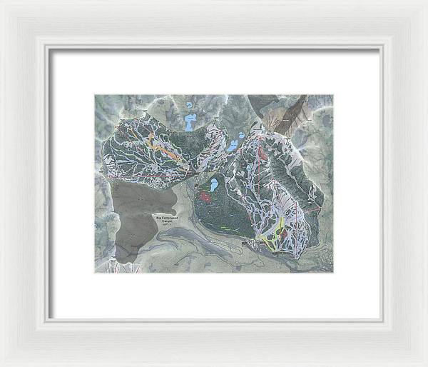 Big Cottonwood Canyon, Utah  Ski Trail Map  - Framed Print - Powderaddicts