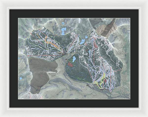 Big Cottonwood Canyon, Utah  Ski Trail Map  - Framed Print - Powderaddicts