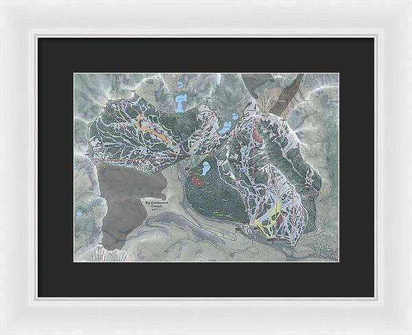 Big Cottonwood Canyon, Utah  Ski Trail Map  - Framed Print - Powderaddicts