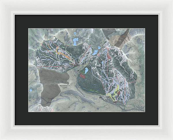 Big Cottonwood Canyon, Utah  Ski Trail Map  - Framed Print - Powderaddicts