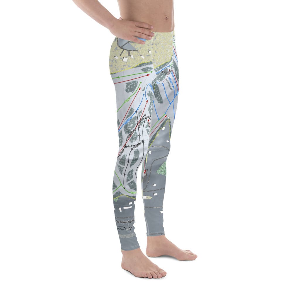 Big Powderhorn, Michigan Ski Trail Map Men's Base Layer Bottom - Powderaddicts