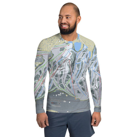 Big Powderhorn, Michigan Ski Trail Map Men's Base Layer Top - Powderaddicts