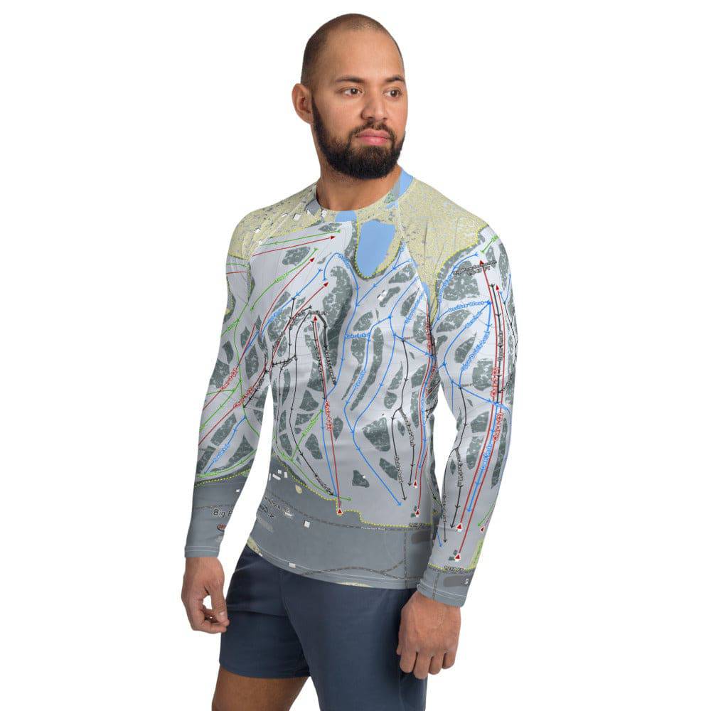 Big Powderhorn, Michigan Ski Trail Map Men's Base Layer Top - Powderaddicts